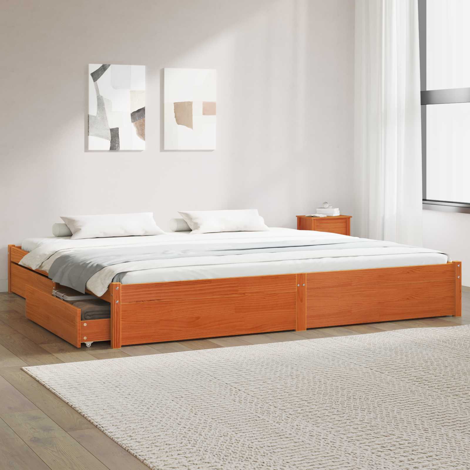 Struttura del letto con cassetto Marrone cerato 200 x 200 cm 3422770