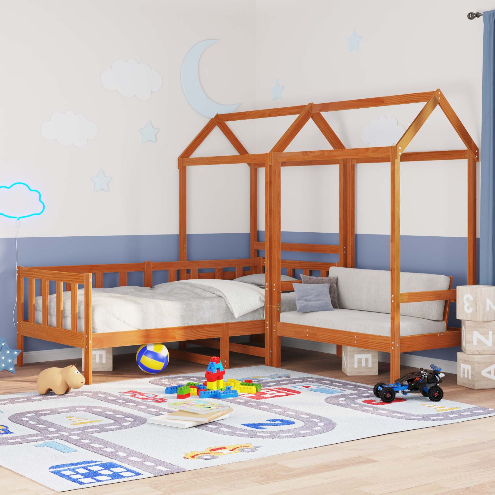 Set di Letto per il Giorno Marrone cerato Pino massello 3422779