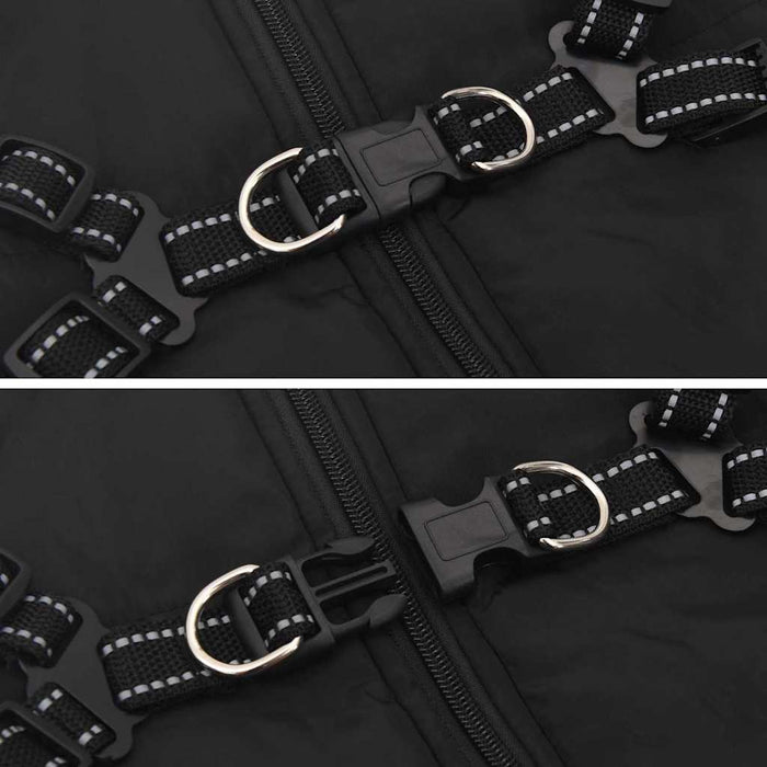 Cappotto per Cani con imbracatura Nero 6XL Pile e Poliestere 3422537