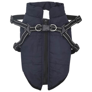 Cappotto per Cani con imbracatura Blu navy S Pile e Poliestere 3422538