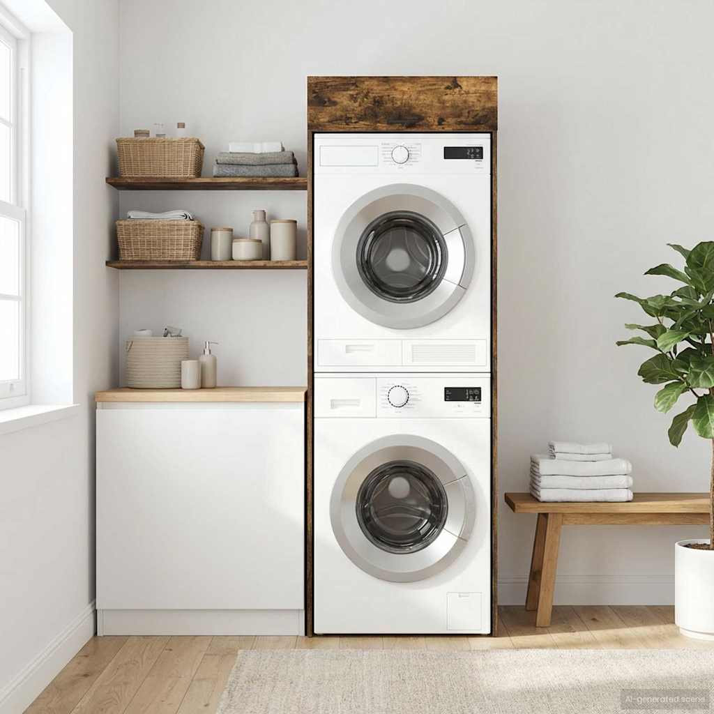 Mobiletto per lavatrice Rovere fumé 67,5 x 68 x 200 cm 3422788