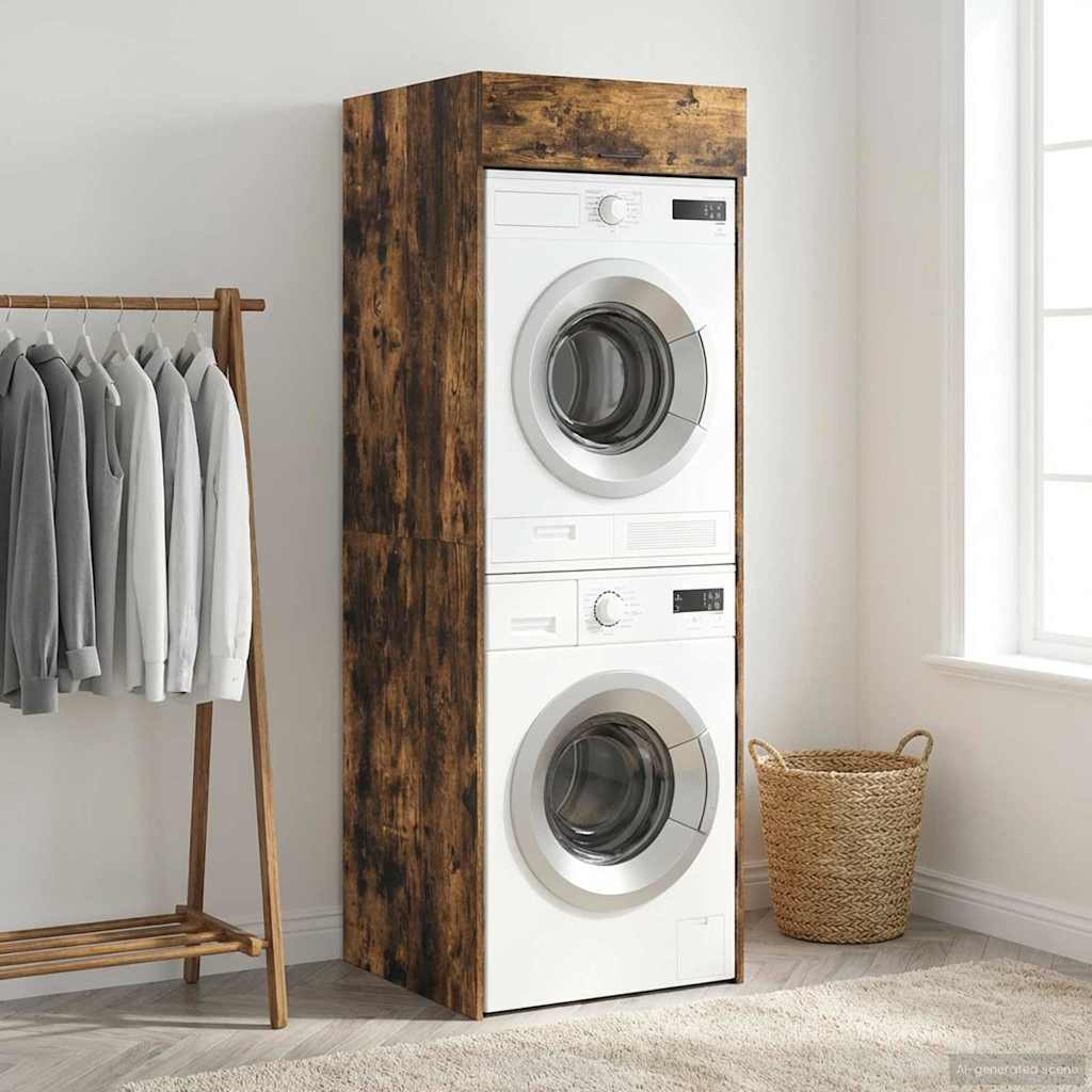 Mobiletto per lavatrice Rovere fumé 67,5 x 68 x 200 cm 3422788