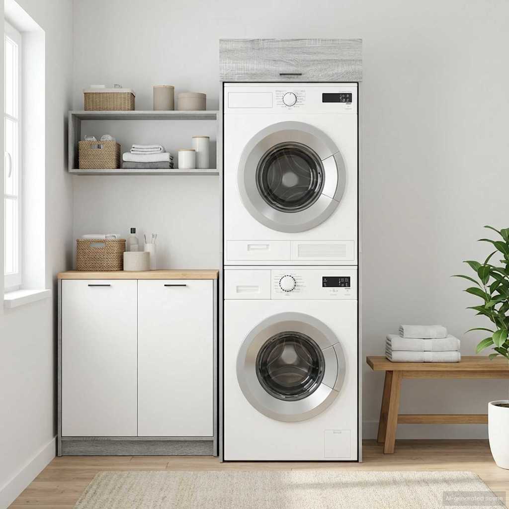 Mobiletto per lavatrice Grigio Sonoma 67,5 x 68 x 200 cm 3422789
