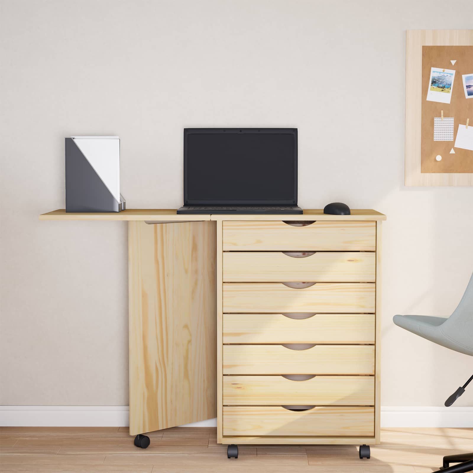 Mobiletto con Scrivania con ruota MOSS Vernice trasparente