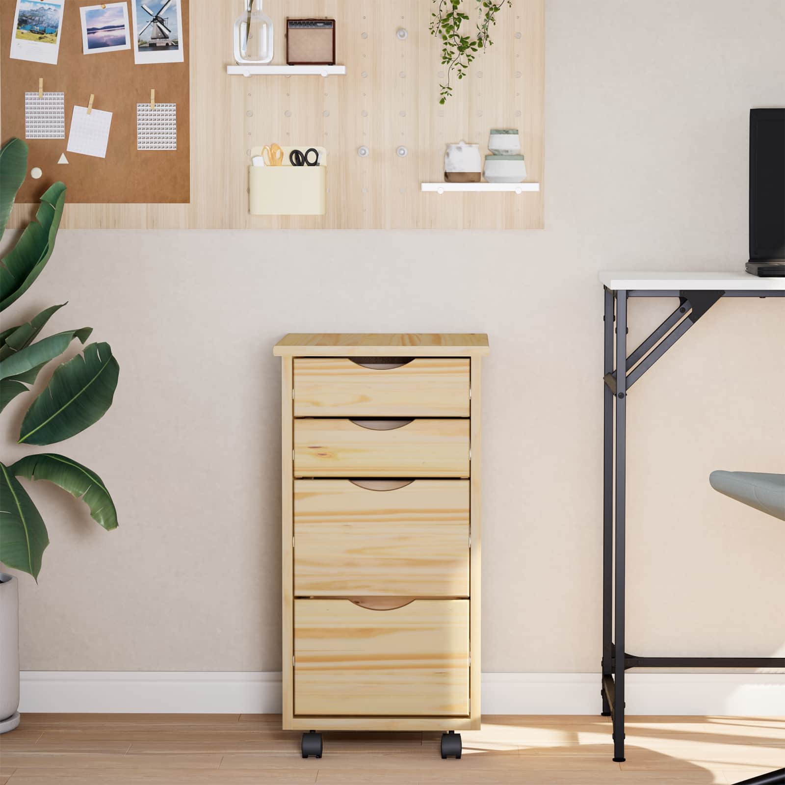 Mobiletto con Scrivania con ruota MOSS Vernice trasparente 42032405