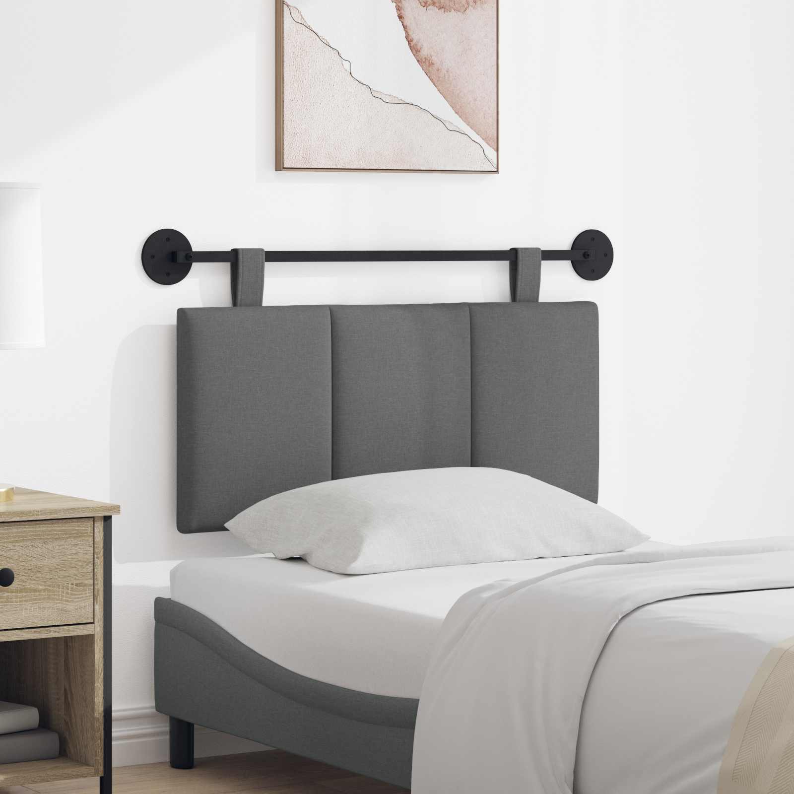 Testata appesa Rigato Grigio scuro 90 x 55 x 5 cm Tessuto 42032237