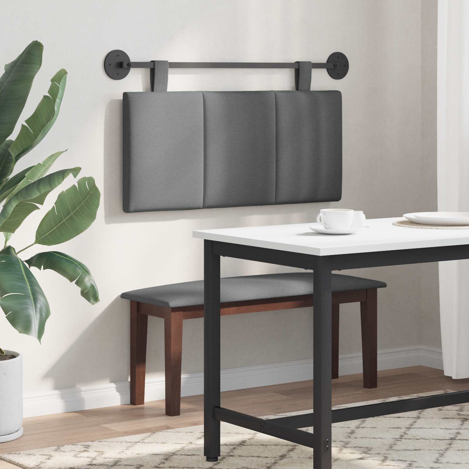 Testata appesa Rigato Grigio scuro 90 x 55 x 5 cm Tessuto 42032237