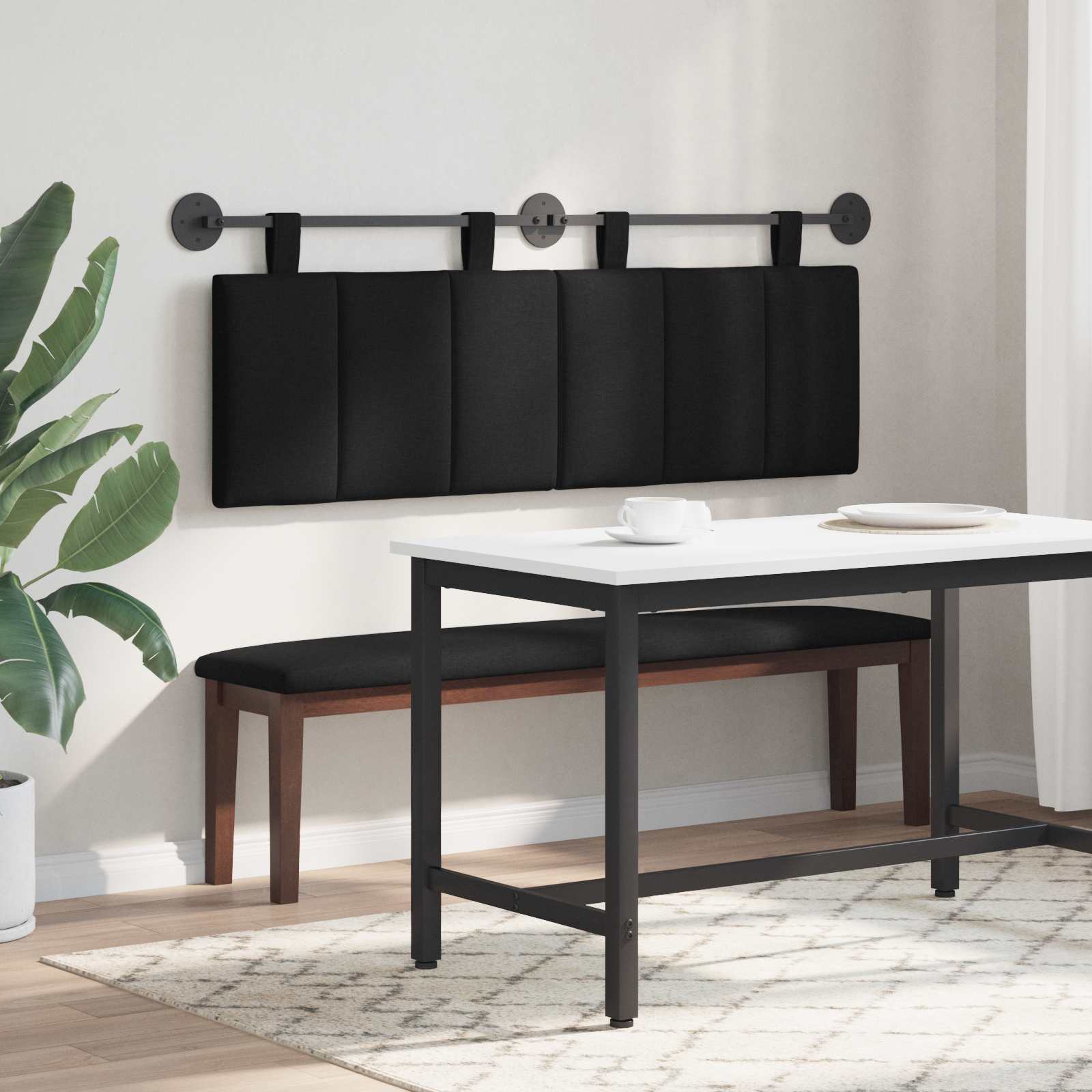Testata appesa Montaggio a parete Nero 150 x 55 x 5 cm Tessuto 42032290