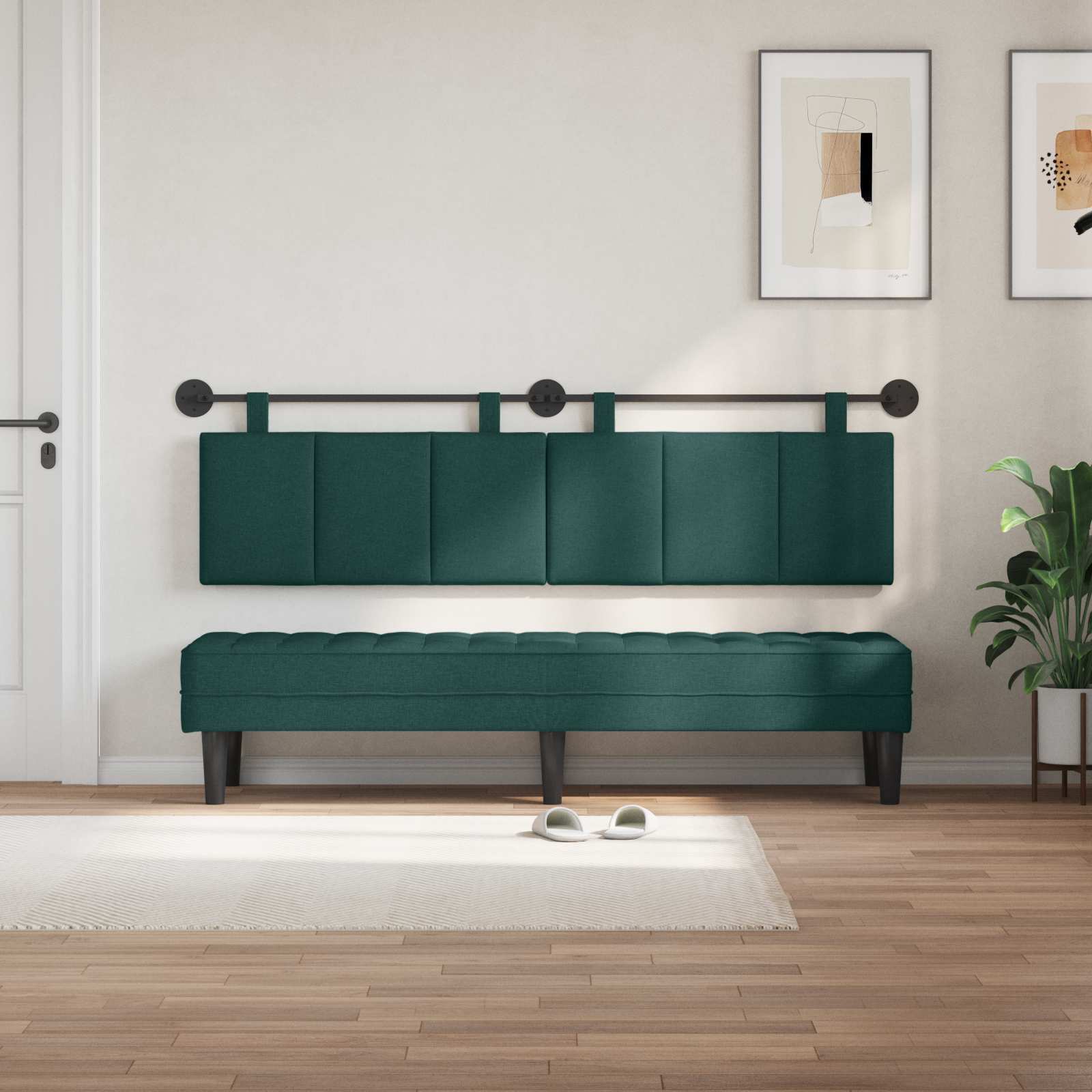Testata appesa Rigato Verde Scuro 170 x 55 x 5 cm Tessuto 42032306