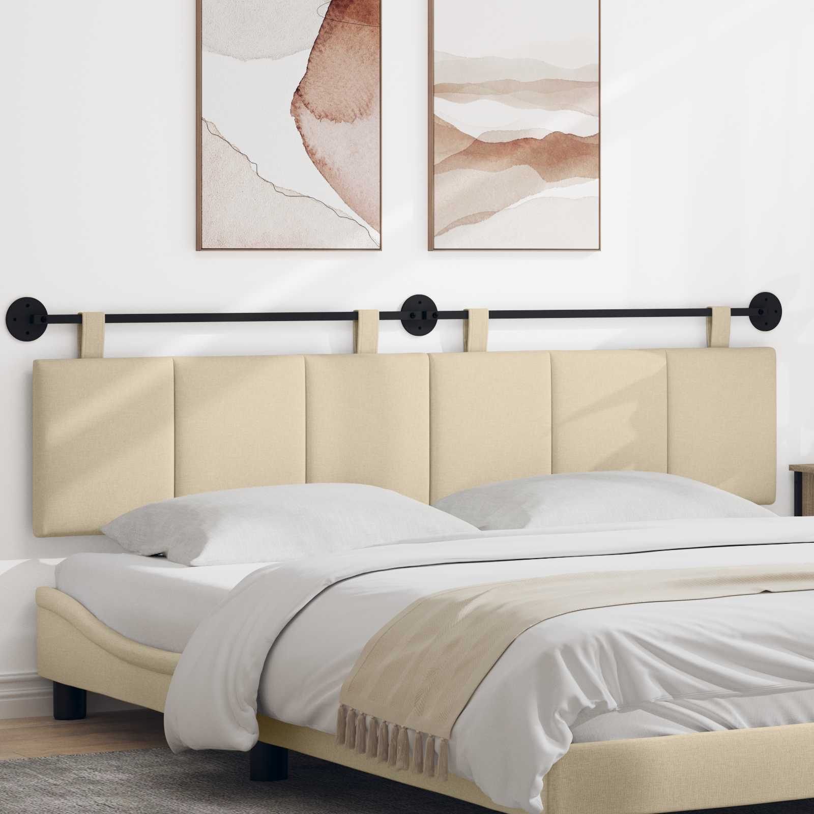 Testata appesa Montaggio a parete Crema 210 x 55 x 5 cm Tessuto 42032334