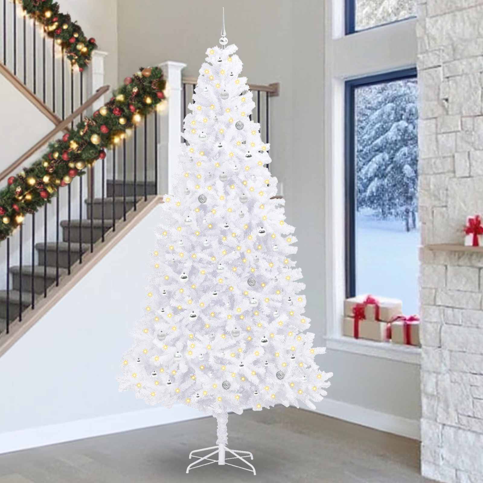 Albero di Natale artificiale Bianco 300 cm PVC e Acciaio 3426563