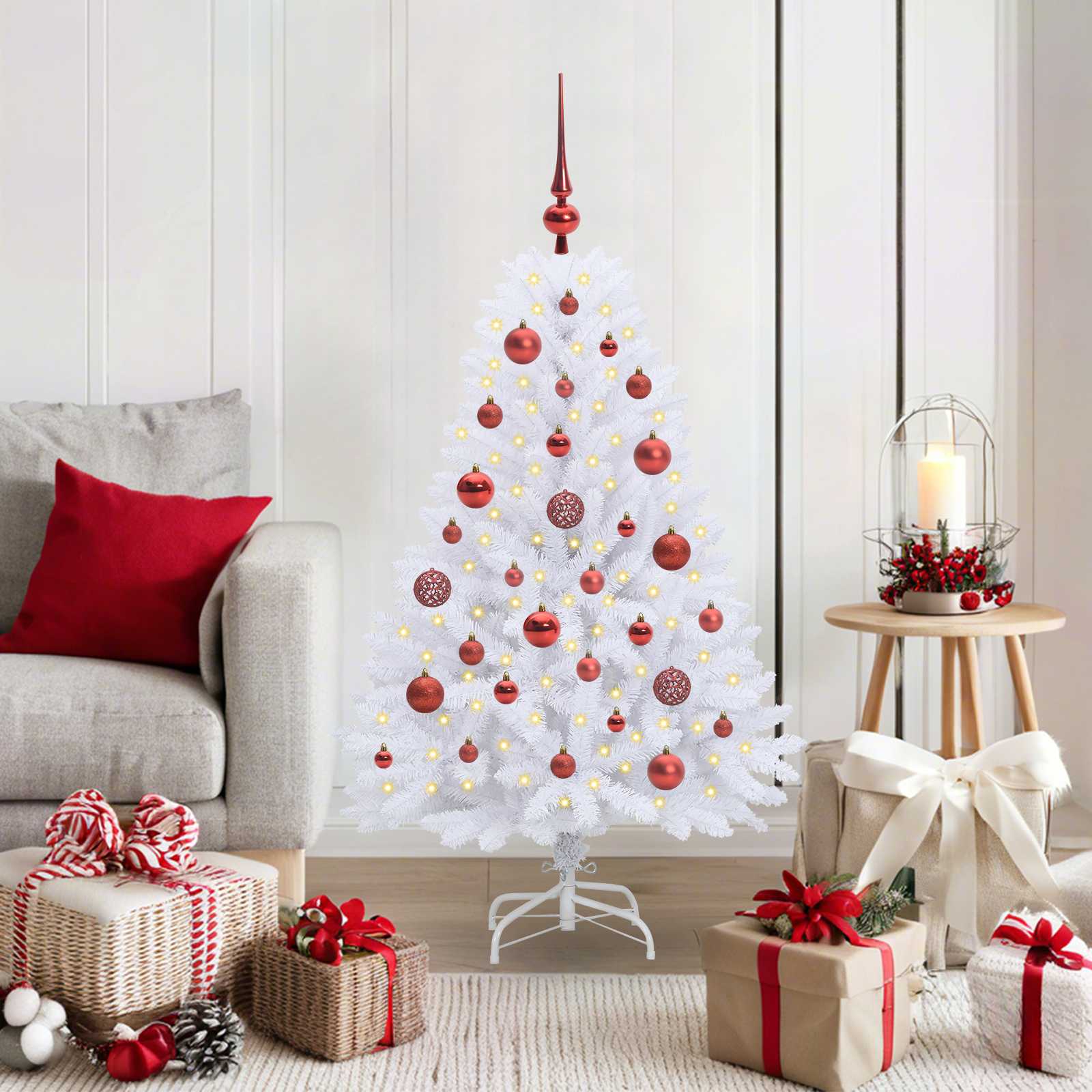 Albero di Natale Artificiale con Rami Pieghevoli Bianco 120 cm 3426576