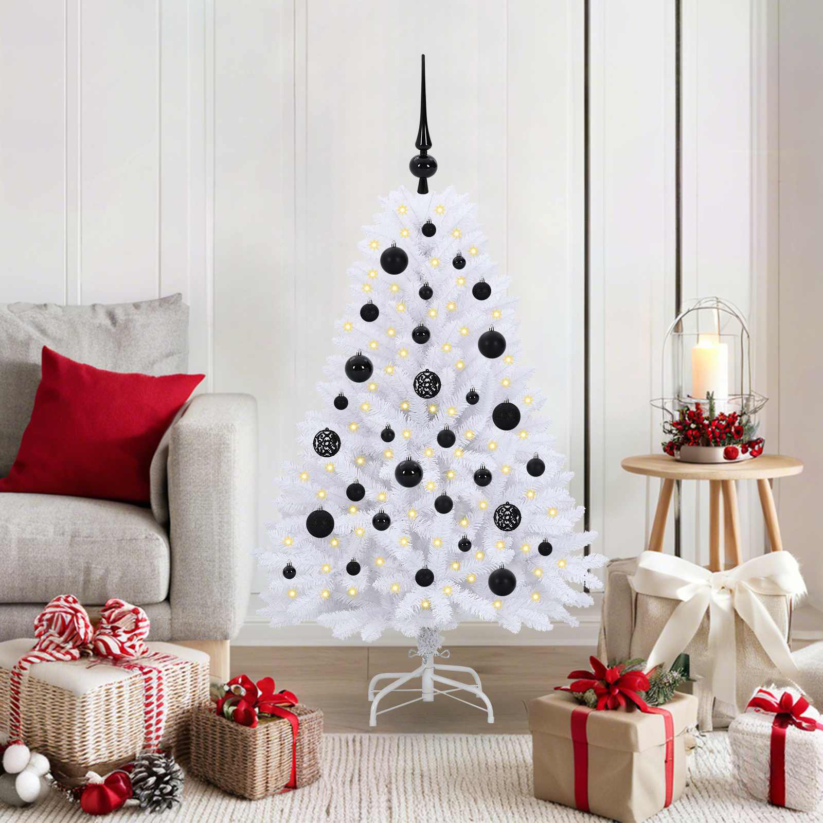 Albero di Natale Artificiale con Rami Pieghevoli Bianco 120 cm 3426577