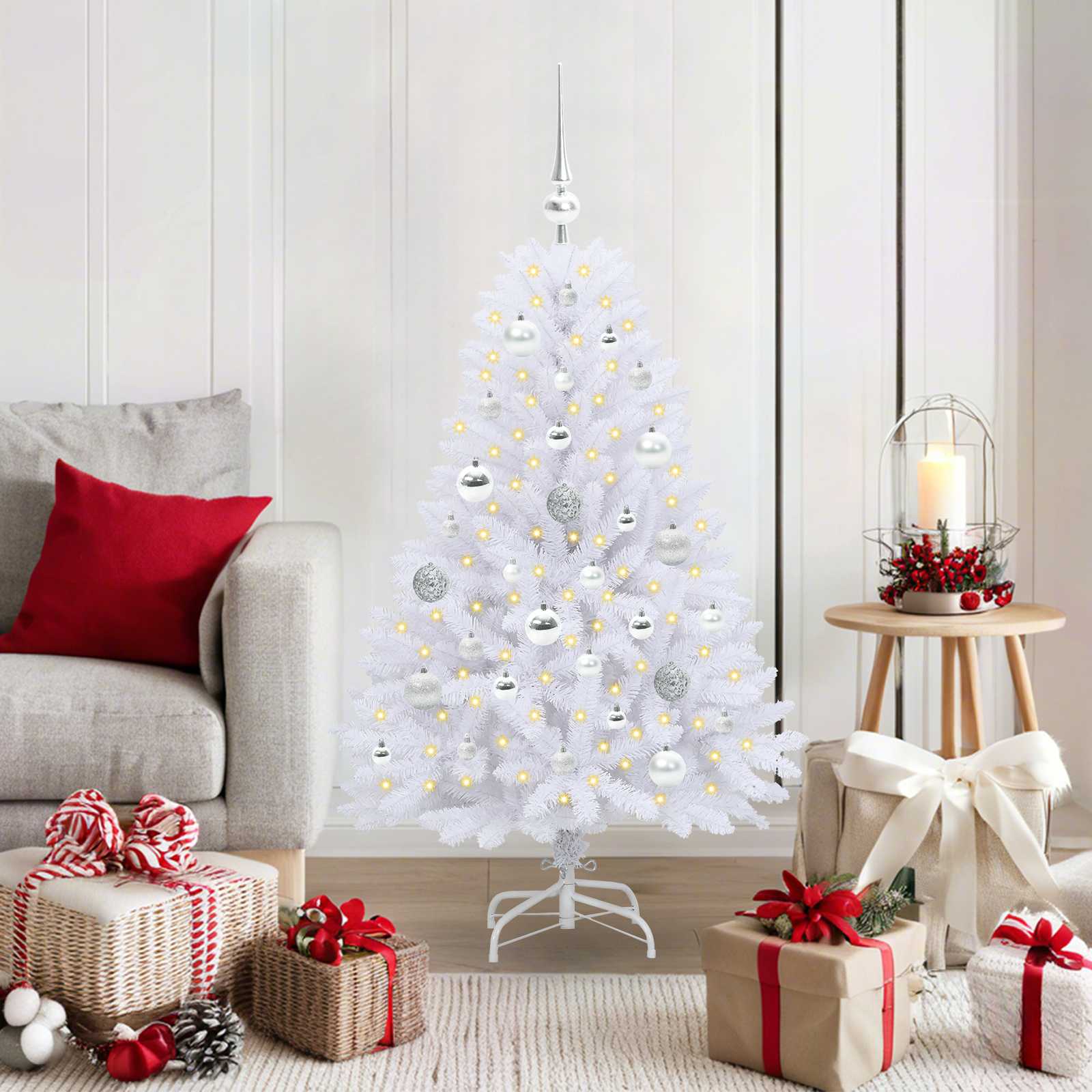 Albero di Natale Artificiale con Rami Pieghevoli Bianco 120 cm 3426581