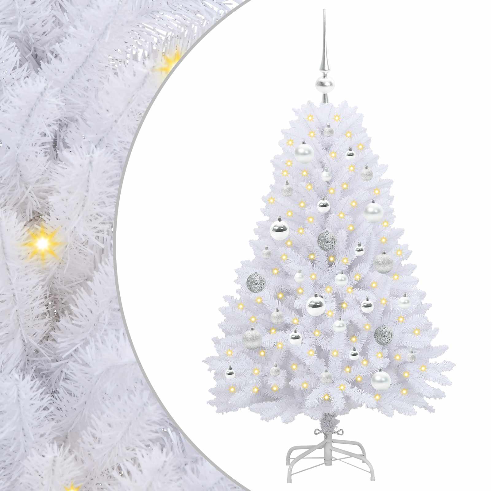 Albero di Natale Artificiale con Rami Pieghevoli Bianco 120 cm 3426581