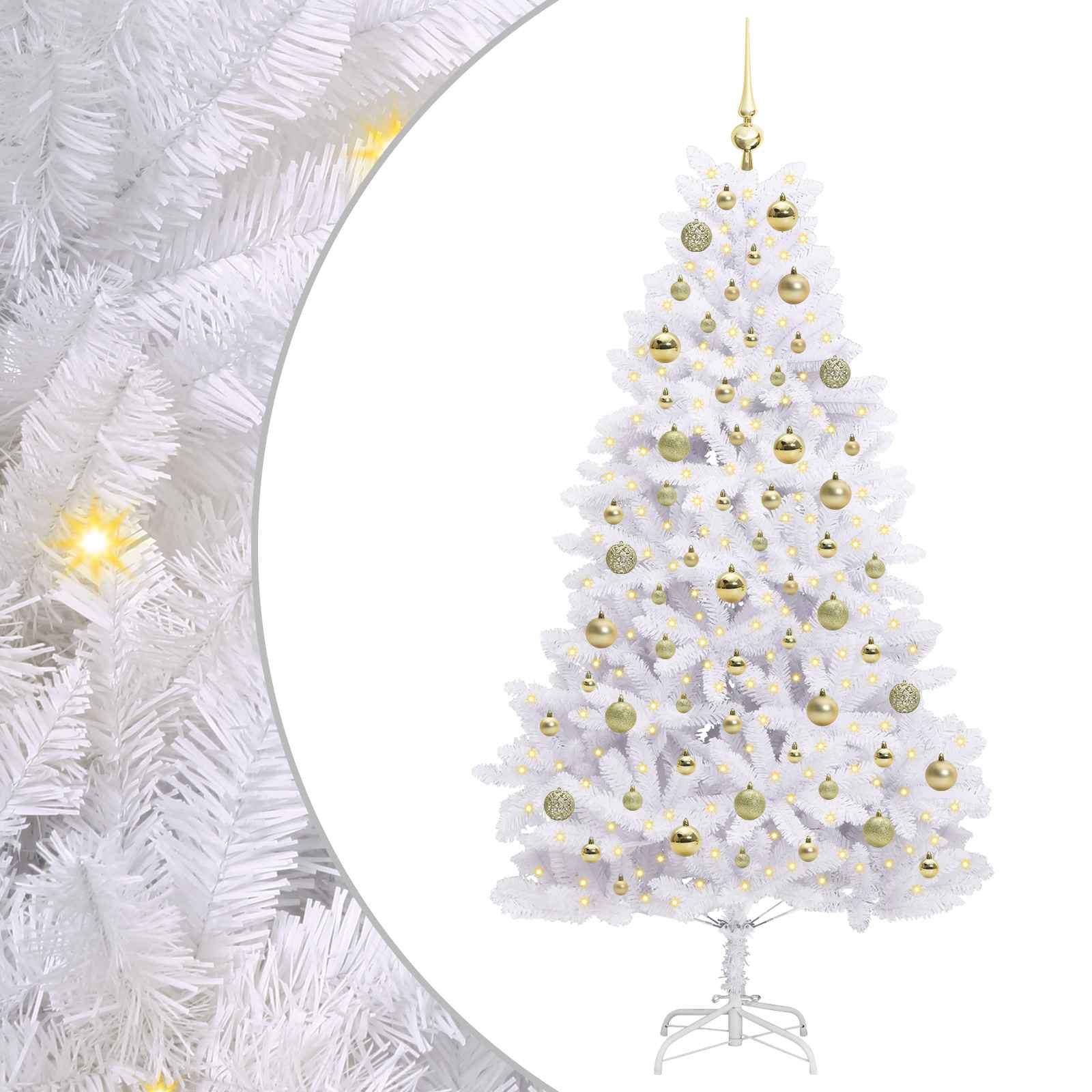 Albero di Natale Artificiale con Rami Pieghevoli Bianco 180 cm 3426598