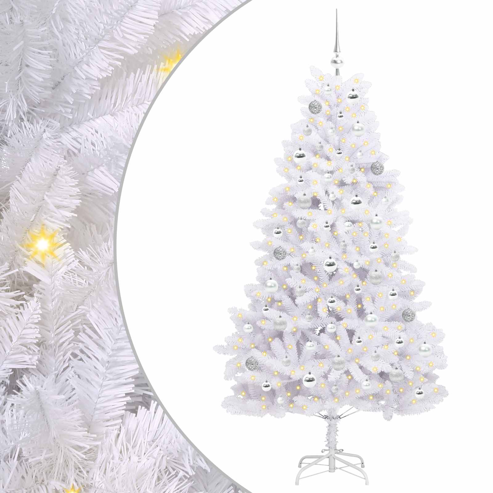 Albero di Natale Artificiale con Rami Pieghevoli Bianco 180 cm 3426599