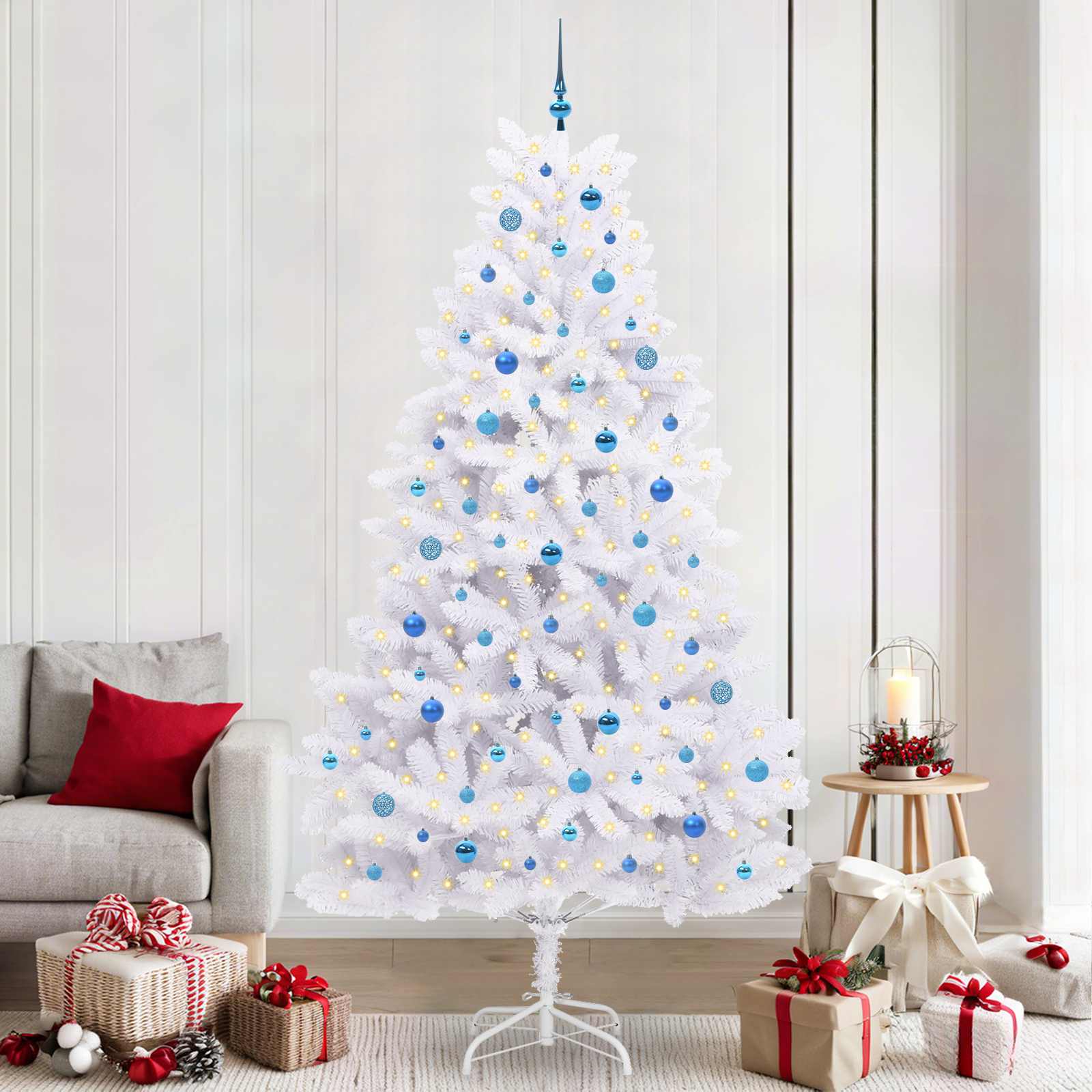 Albero di Natale Artificiale con Rami Pieghevoli Bianco 240 cm 3426619