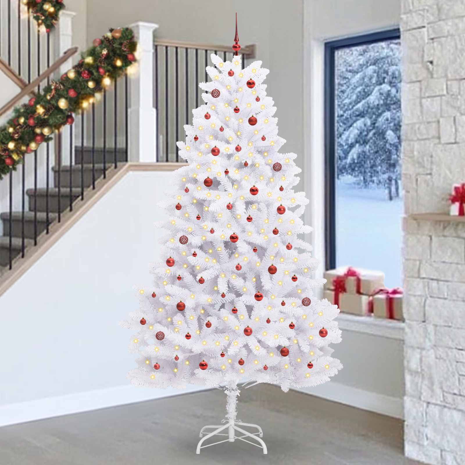 Albero di Natale Artificiale con Rami Pieghevoli Bianco 270 cm 3426621