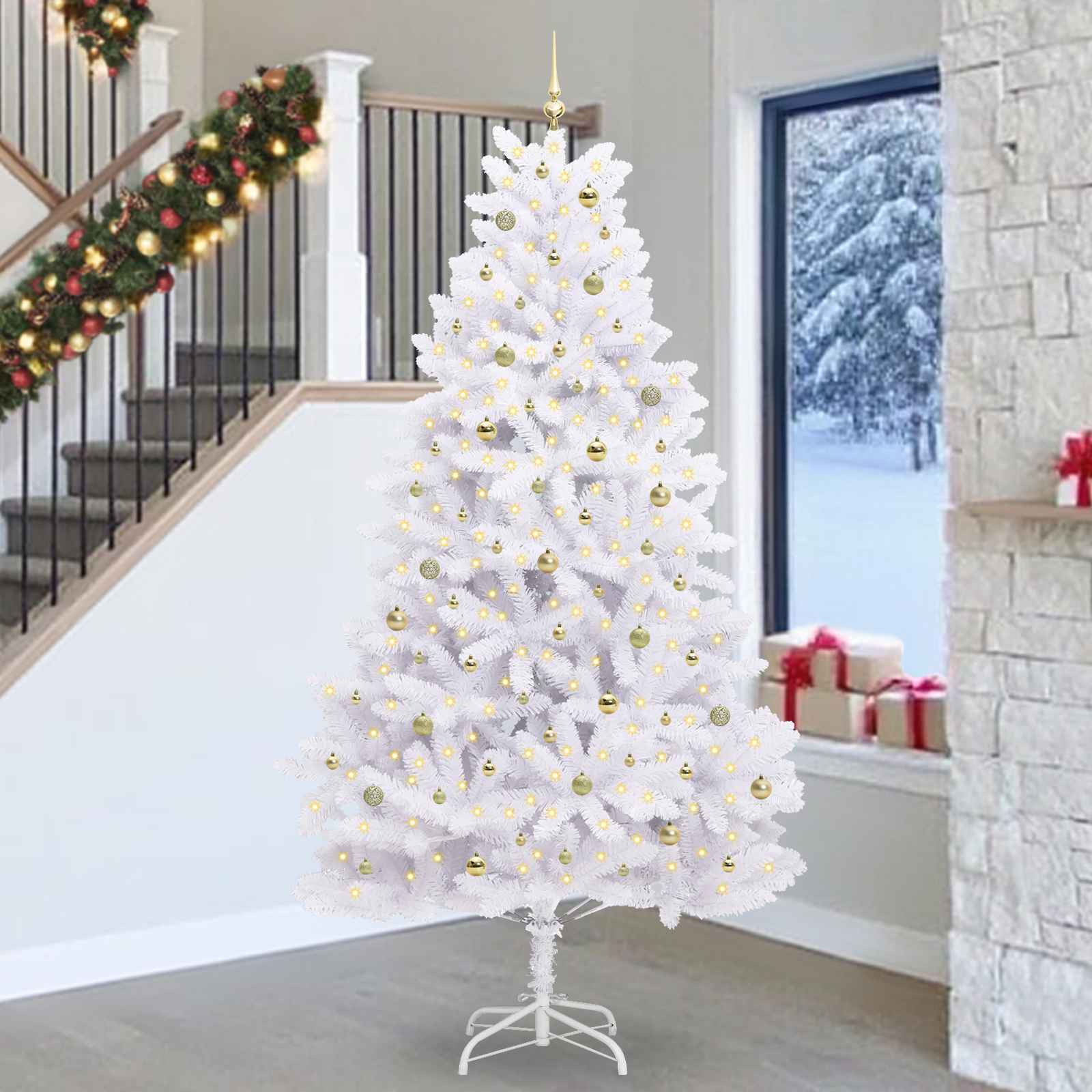 Albero di Natale Artificiale con Rami Pieghevoli Bianco 270 cm 3426625