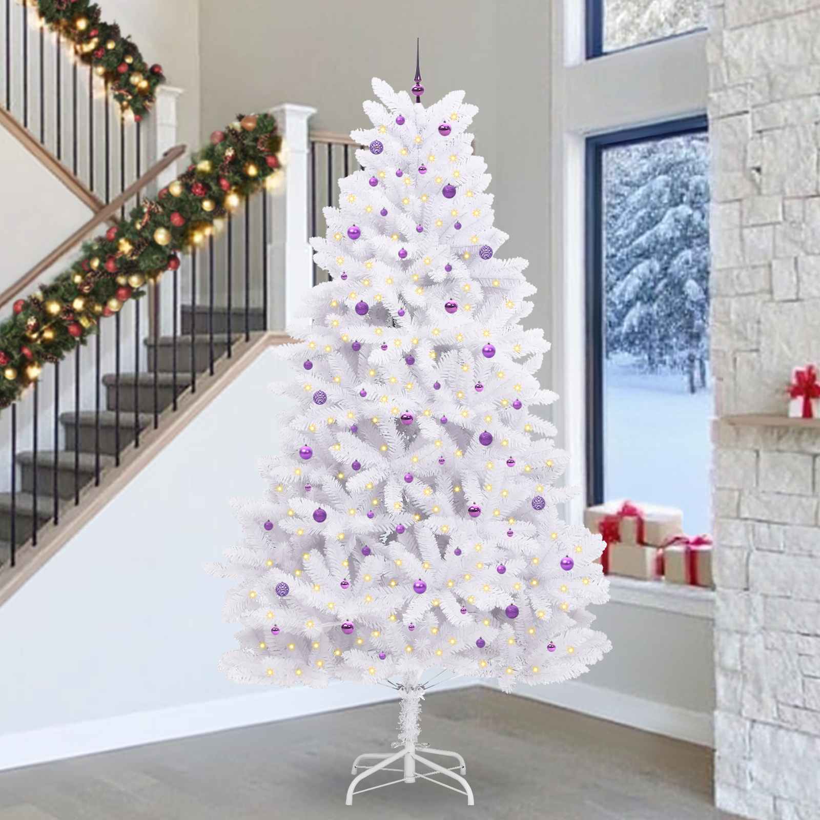 Albero di Natale Artificiale con Rami Pieghevoli Bianco 300 cm 3426636