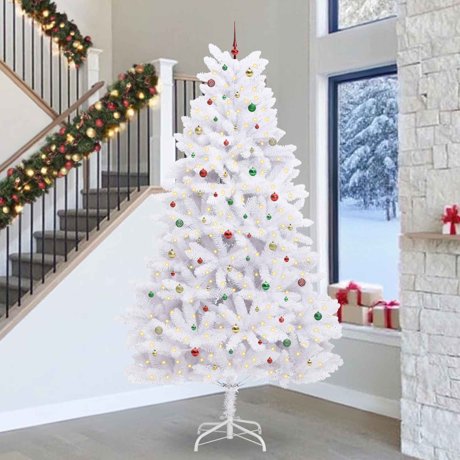 Albero di Natale Artificiale con Rami Pieghevoli Bianco 300 cm 3426638