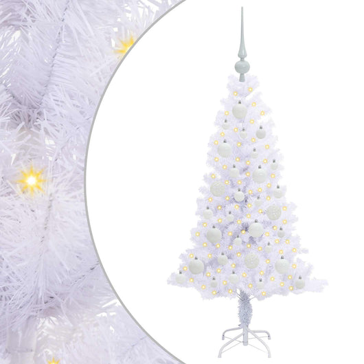 Albero di Natale Artificiale-Albero Natalizio Bianco 120 cm PVC e Acciaio 873123