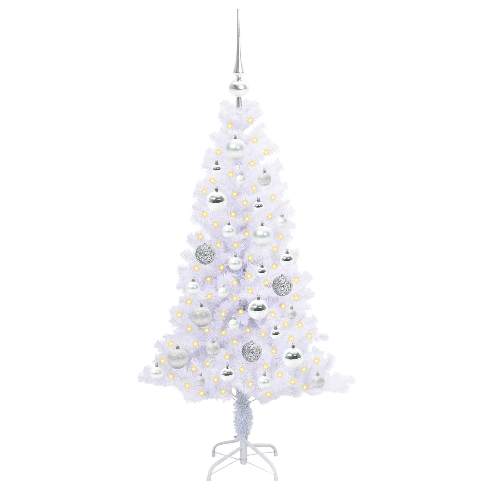 Albero di Natale Artificiale-Albero Natalizio Bianco 120 cm PVC e Acciaio 193499
