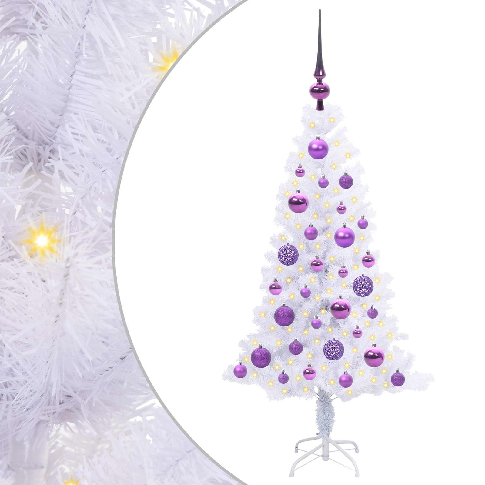 Albero di Natale Artificiale-Albero Natalizio Bianco 120 cm PVC e Acciaio 145907