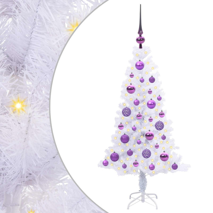 Albero di Natale Artificiale-Albero Natalizio Bianco 120 cm PVC e Acciaio 145907