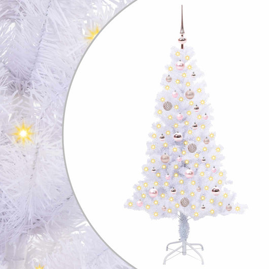 Albero di Natale Artificiale-Albero Natalizio Bianco 150 cm PVC e Acciaio 938638