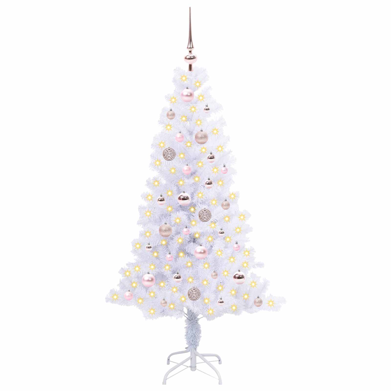 Albero di Natale Artificiale-Albero Natalizio Bianco 150 cm PVC e Acciaio 938638