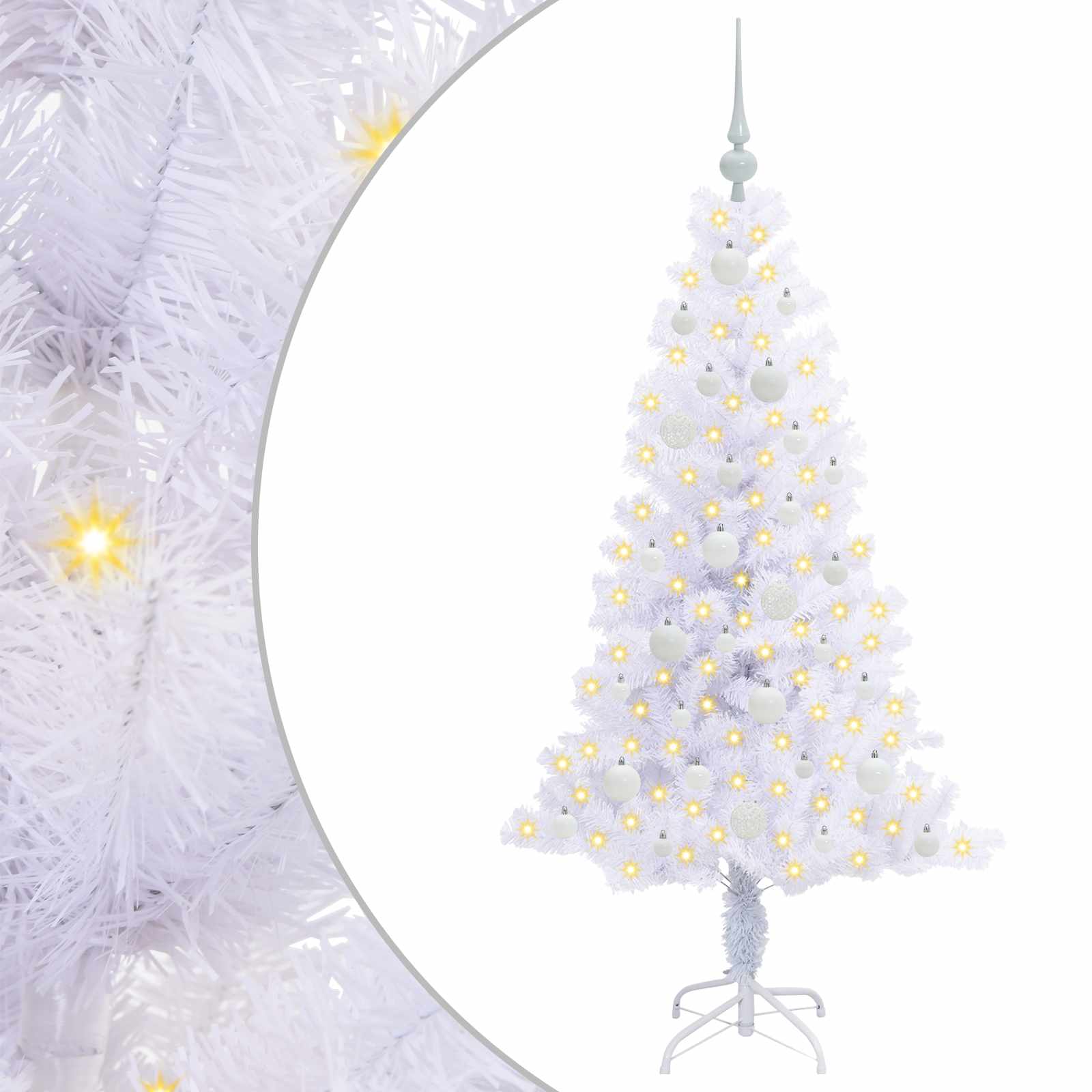 Albero di Natale Artificiale-Albero Natalizio Bianco 150 cm PVC e Acciaio 343133