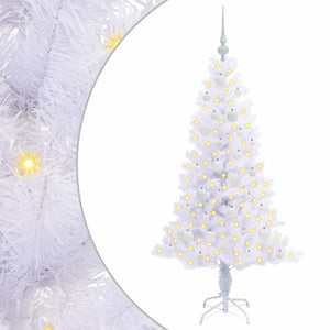 Albero di Natale Artificiale-Albero Natalizio Bianco 150 cm PVC e Acciaio 343133