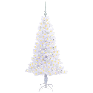 Albero di Natale Artificiale-Albero Natalizio Bianco 150 cm PVC e Acciaio 343133