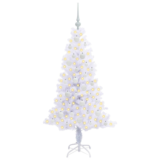 Albero di Natale Artificiale-Albero Natalizio Bianco 150 cm PVC e Acciaio 343133