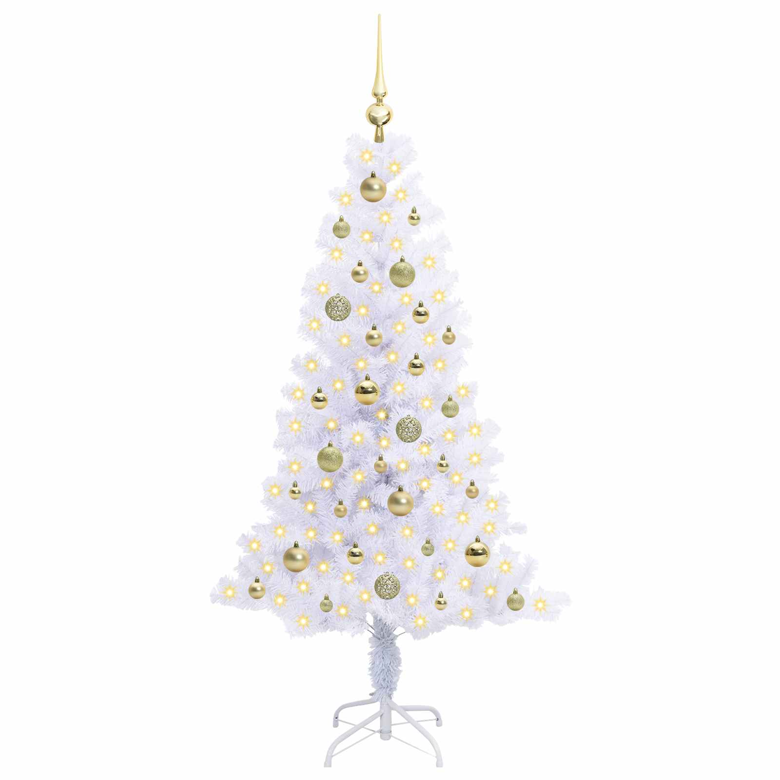 Albero di Natale Artificiale-Albero Natalizio Bianco 150 cm PVC e Acciaio 636046