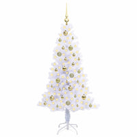 Albero di Natale Artificiale-Albero Natalizio Bianco 150 cm PVC e Acciaio 636046