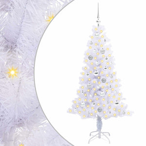 Albero di Natale Artificiale-Albero Natalizio Bianco 150 cm PVC e Acciaio 436462