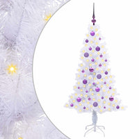 Albero di Natale Artificiale-Albero Natalizio Bianco 150 cm PVC e Acciaio 553843