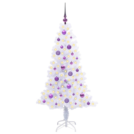 Albero di Natale Artificiale-Albero Natalizio Bianco 150 cm PVC e Acciaio 553843