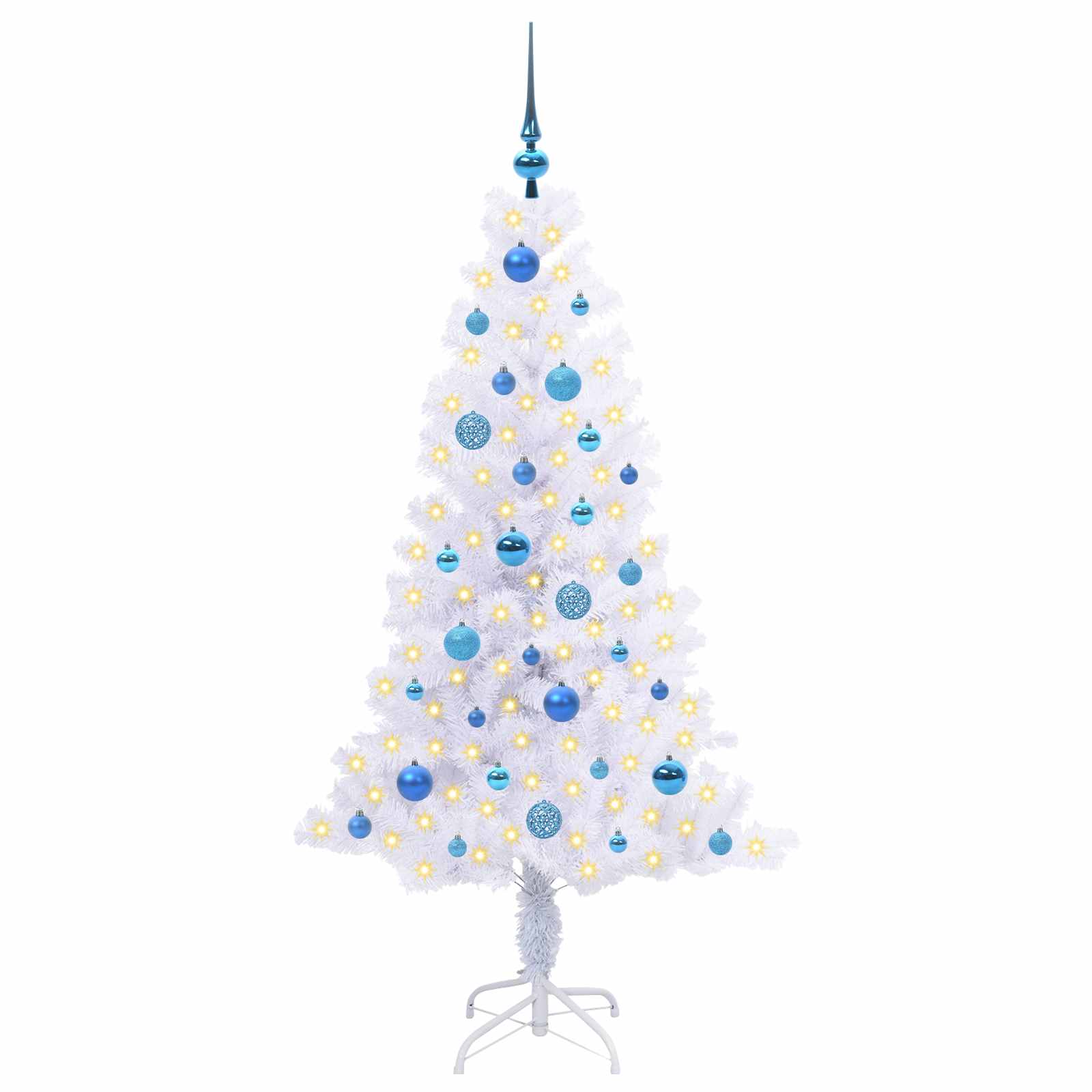 Albero di Natale Artificiale-Albero Natalizio Bianco 150 cm PVC e Acciaio 576640