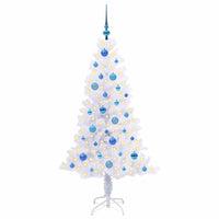 Albero di Natale Artificiale-Albero Natalizio Bianco 150 cm PVC e Acciaio 576640