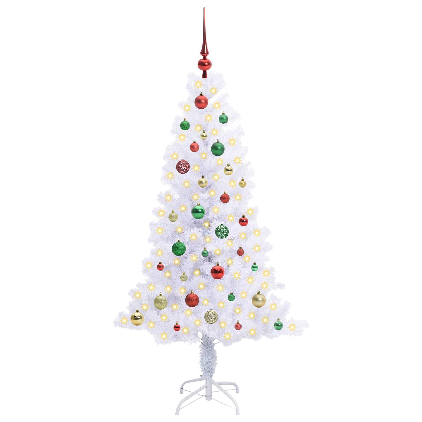 Albero di Natale Artificiale-Albero Natalizio Bianco 150 cm PVC e Acciaio 100672