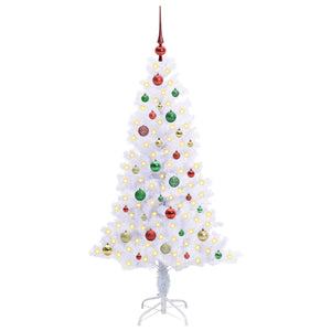 Albero di Natale Artificiale-Albero Natalizio Bianco 150 cm PVC e Acciaio 100672