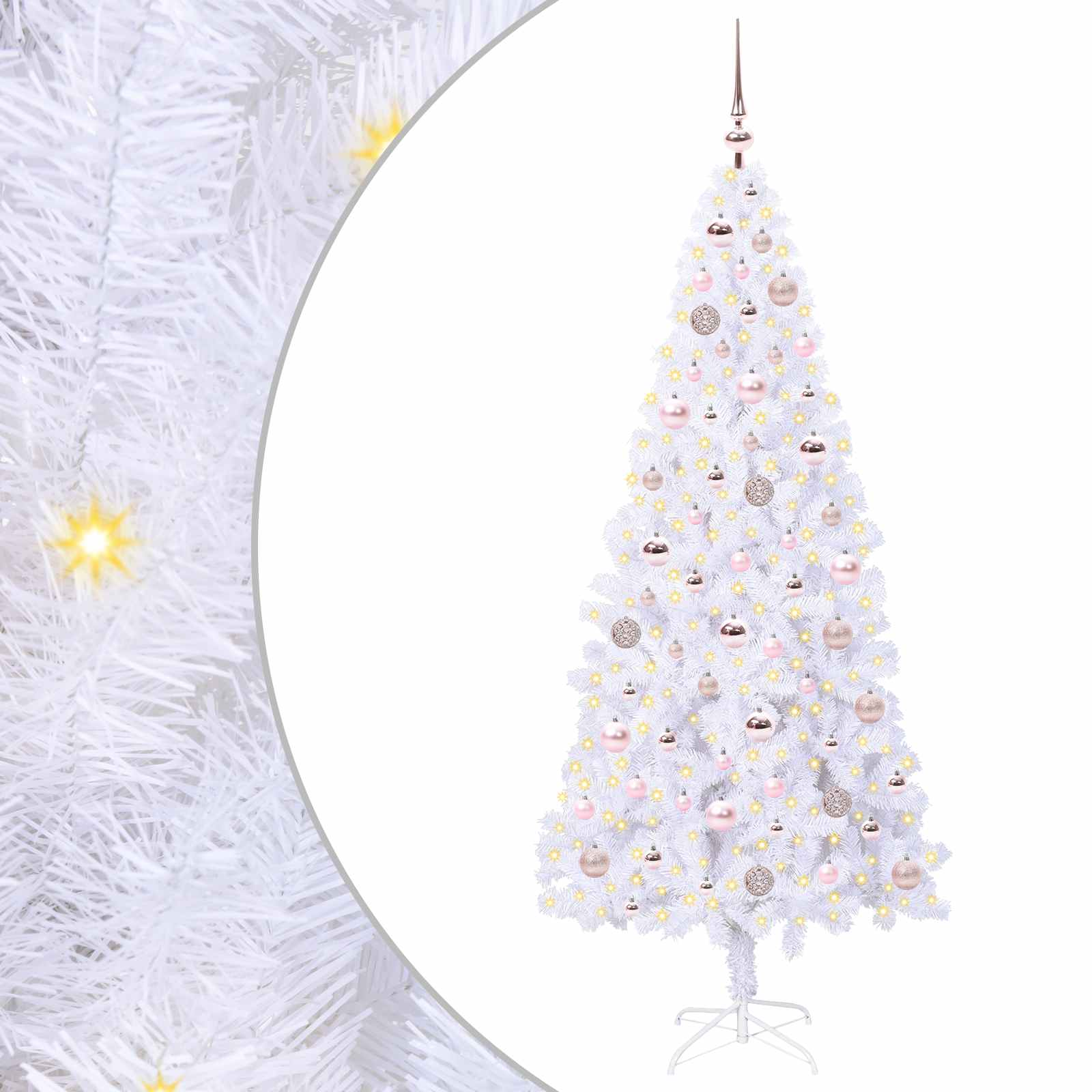 Albero di Natale Artificiale-Albero Natalizio Bianco 180 cm PVC e Acciaio 434701