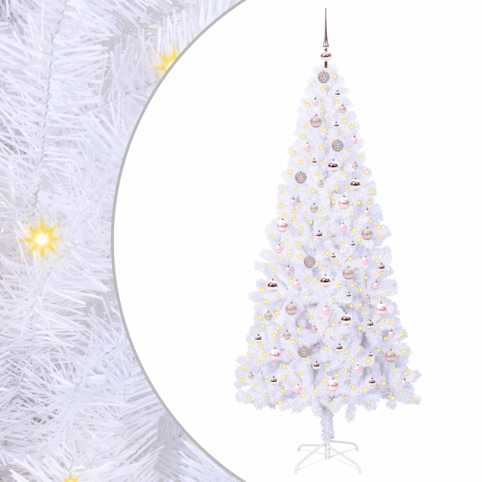 Albero di Natale Artificiale-Albero Natalizio Bianco 210 cm PVC e Acciaio 383535