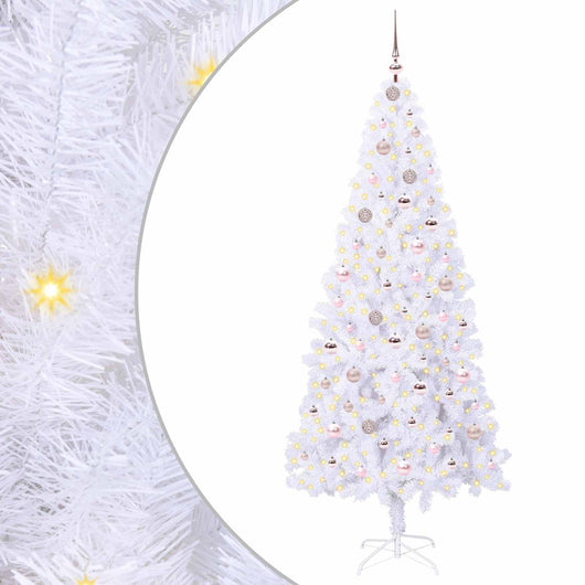 Albero di Natale Artificiale-Albero Natalizio Bianco 210 cm PVC e Acciaio 383535