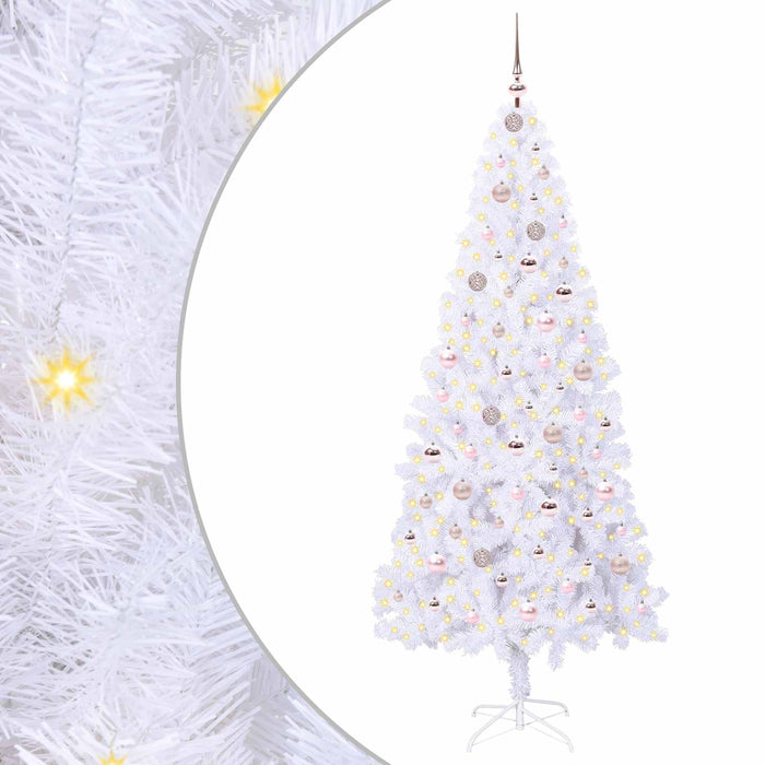 Albero di Natale Artificiale-Albero Natalizio Bianco 210 cm PVC e Acciaio 383535