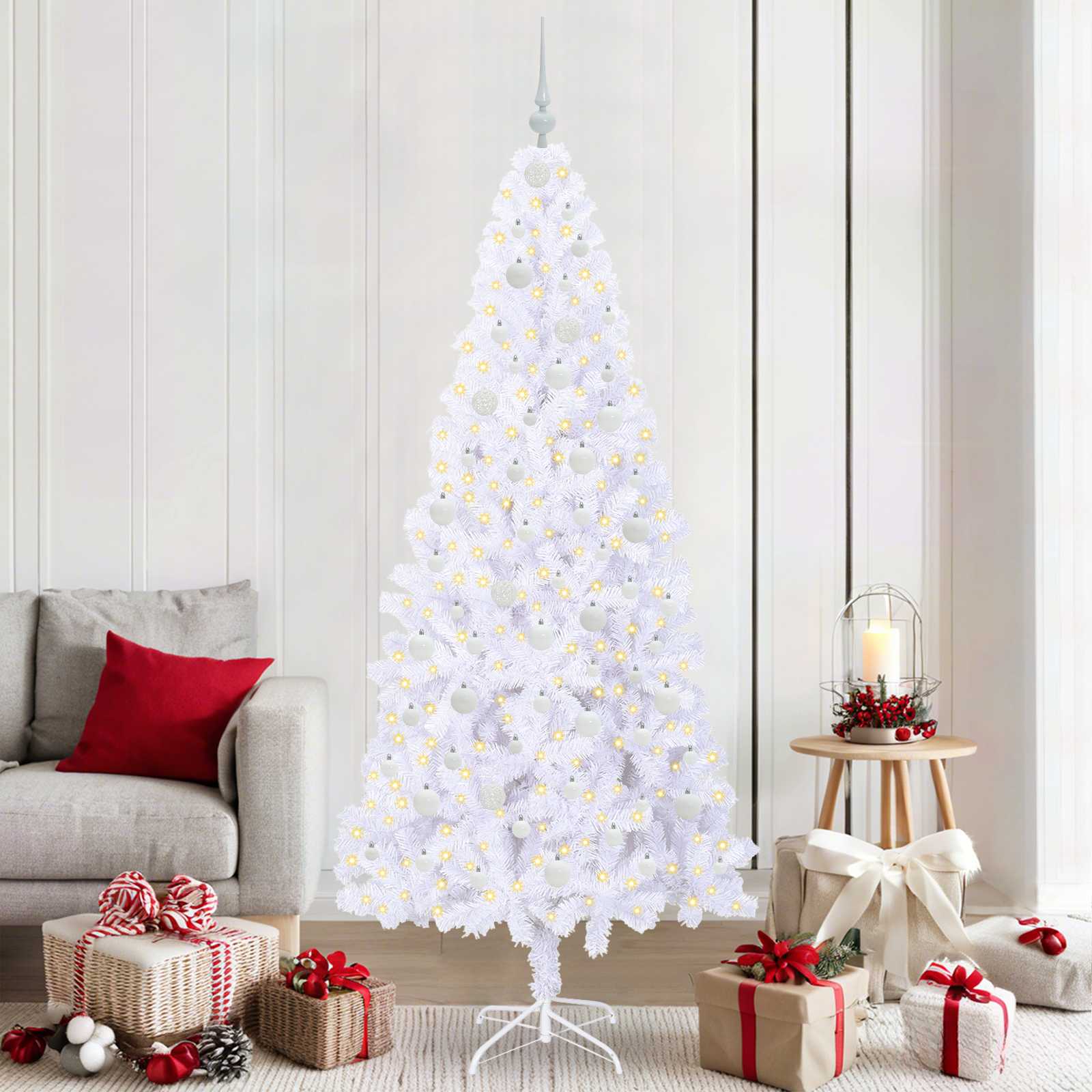 Albero di Natale artificiale Bianco 210 cm PVC e Acciaio 3426669